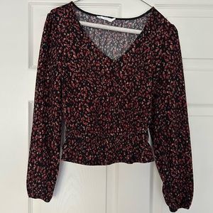Lush Boutique Peplum Patterned Top